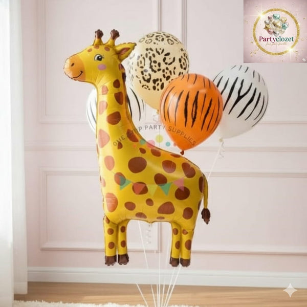Giraffe Theme Foil Balloon Foil Balloon Set of -5 Piece For Birthday Day Party