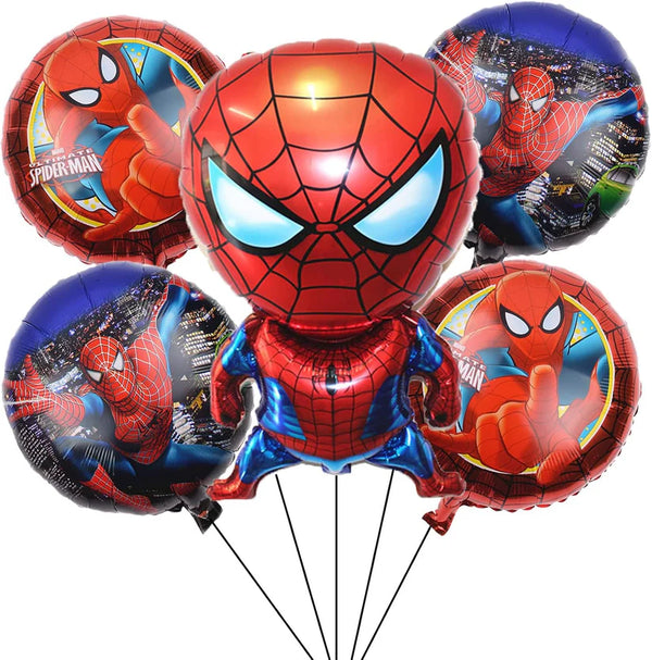 Spiderman Theme Foil Balloon Foil Balloon Set of -5 Piece For Birthday Day Party