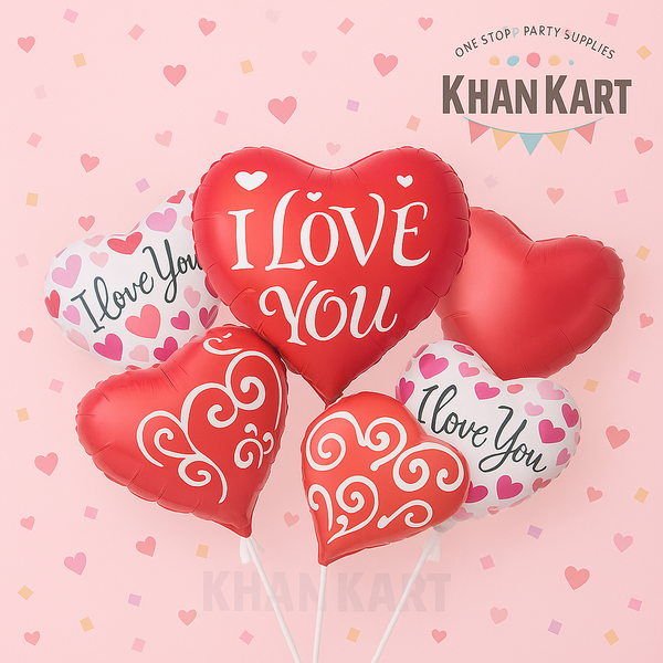 I Love You  5 Piece Foil Balloon Set Perfect Best for Romantic Celebrations And Decoration