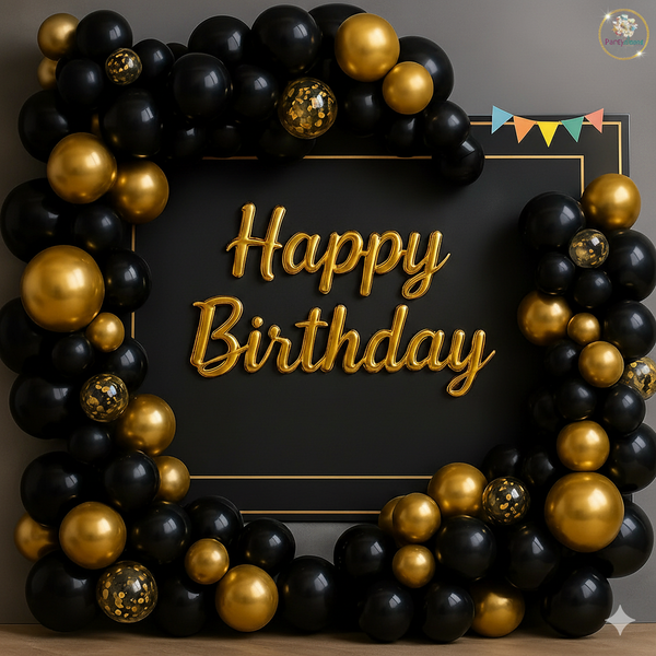 100 Piece Black Golden Foil Balloons  Theme Set For Party Decoration