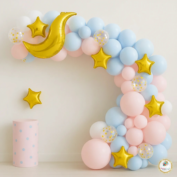 100 pcs Sky Blue Pink Balloons Garland Theme Set For Bow Themed Party Decoration & Celebration