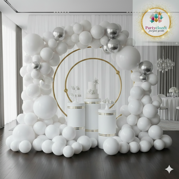 98 ballon latex  white Garland Theme Set For Bow Themed Party Decoration & Celebration